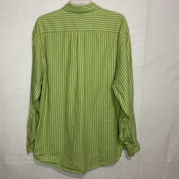 Brooks Brothers 346 Mens XL Button Down Green Stripe Original Polo Shirt Cotton - Picture 4 of 5